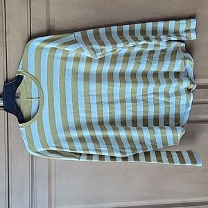 Aerie Real Soft Crew neck striped Blouse with Thumb holes- Size S